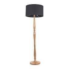 ValueLights Victoria Light Wood Floor Lamp Charcoal Shade and Bulb