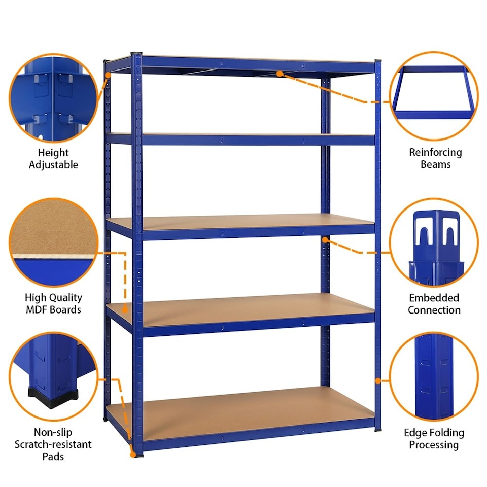 image 1 of Yaheetech 5 Tier Display Rack Steel Shelves, 120 x 60 x 180cm
