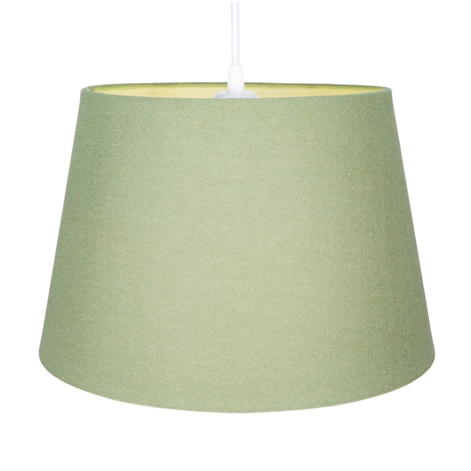 image 1 of Classic 10 Inch Olive Green Linen Fabric Drum Table/Pendant Lamp Shade 60w Max | Green | 10"