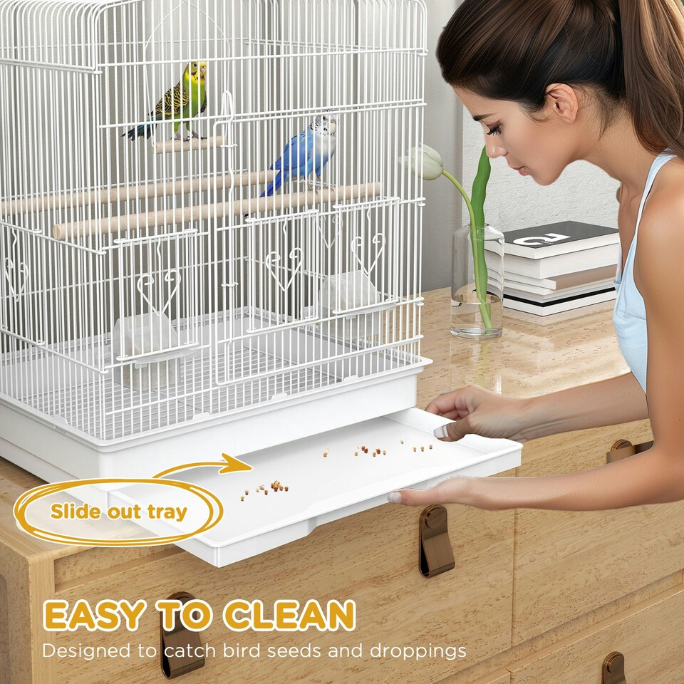 image 1 of PawHut 59cm Large Bird Cage with Perches, Food Bowls, Swing