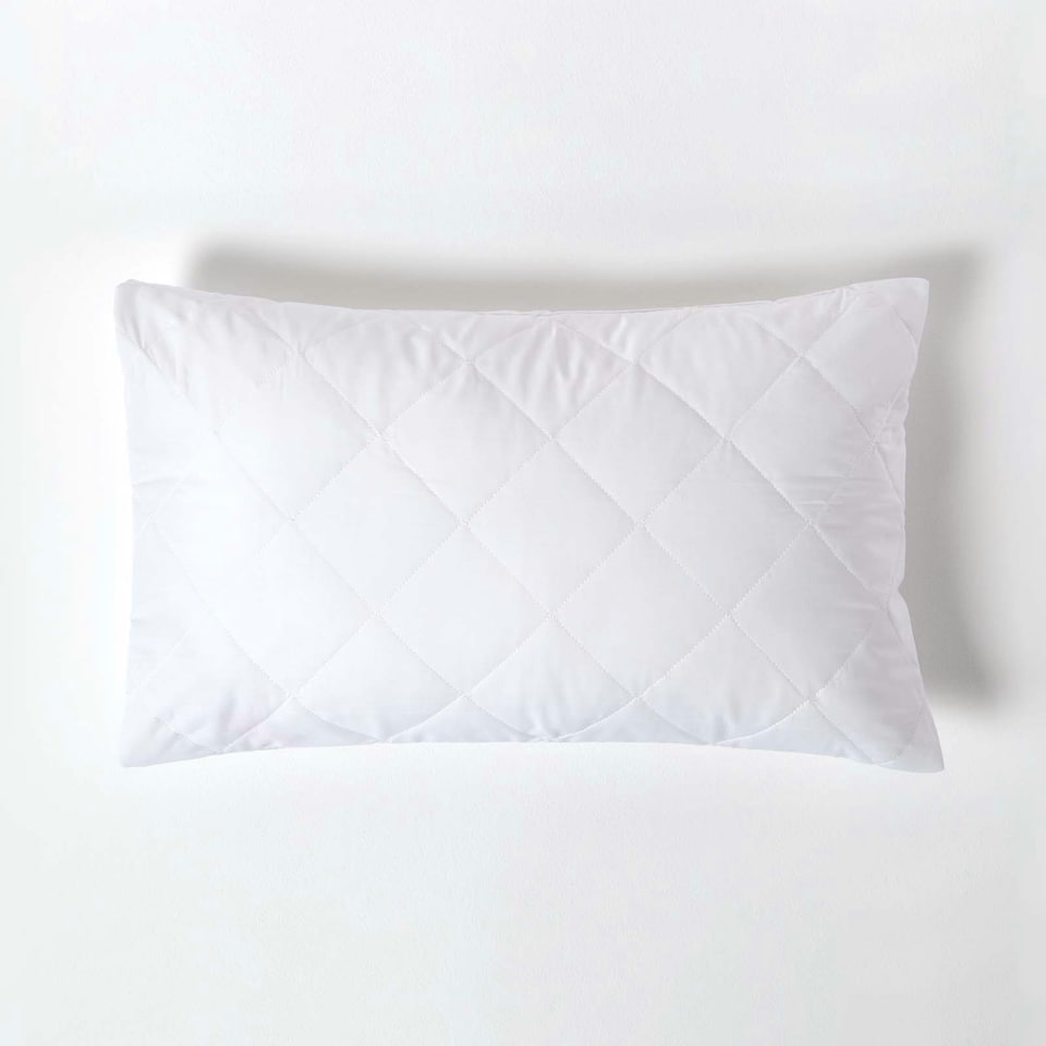 image 1 of Homescapes Standard Size Quilted Pillow Protector - Pack of 4 White
