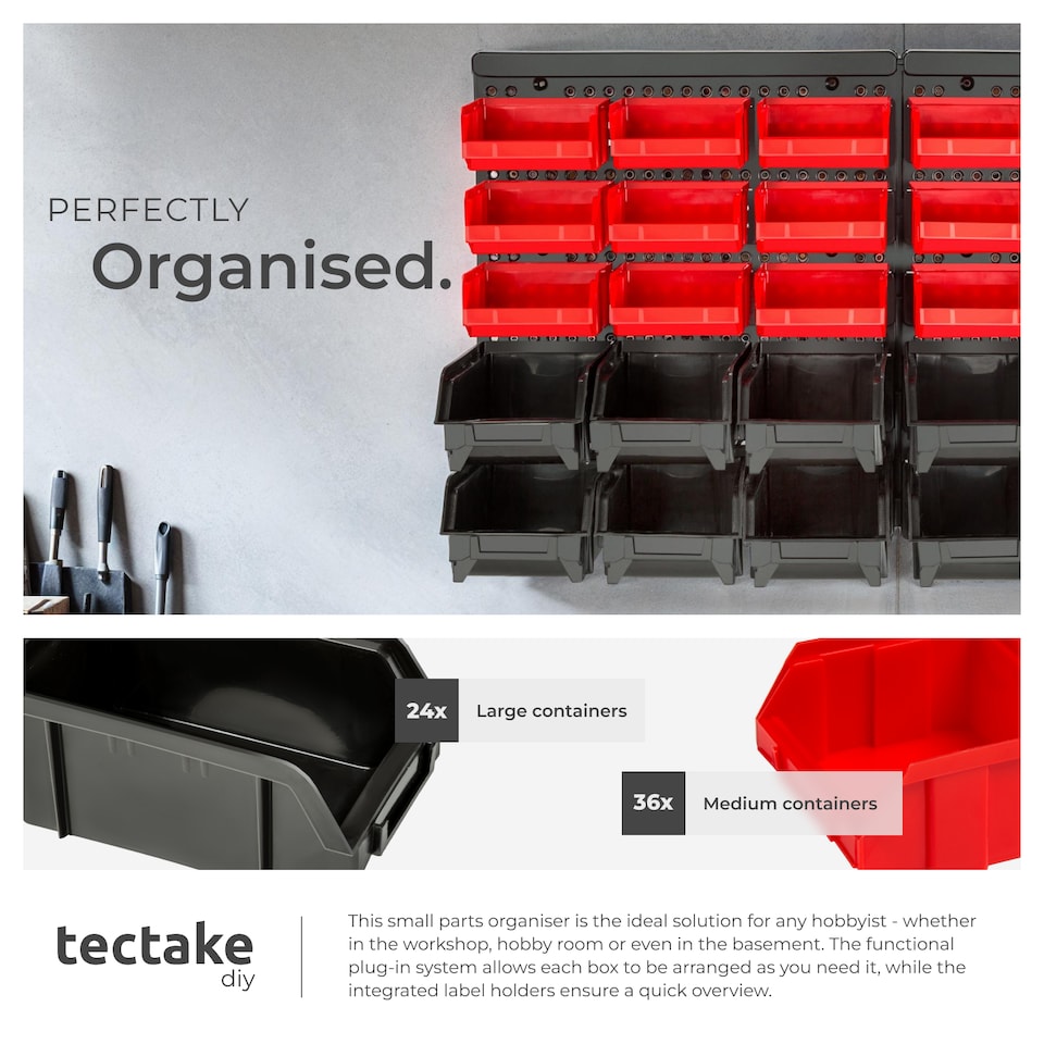 image 1 of Shelving Storage Boxes Small Parts Rack 12 Large 18 Medium Compartments | Black | black | 64 x 17,50 x 38 cm | 2