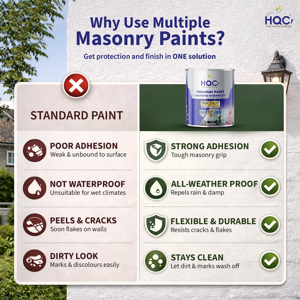 image 1 of HQC Smooth Masonry Paint -  Weatherproof & Long-lasting Protection For All Exterior Walls - Brown - 20L