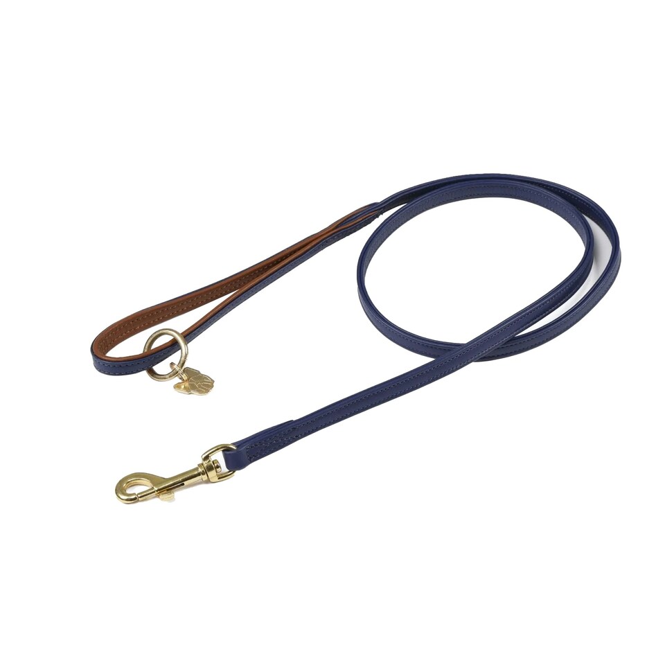 image 1 of Digby & Fox Leather Padded Dog Lead - Navy - 110cm x 1.2cm