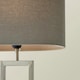 image 2 of ValueLights Katniss Large Silver Chrome Metal Bedside Table Lamp with a Grey Oval Fabric Lampshade - Bulb Included