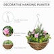image 3 of Outsunny Pack of 2 FauPlant Artificial Lisianthus Flowers Hanging Planter with Basket for Indoor Decoration, Pink