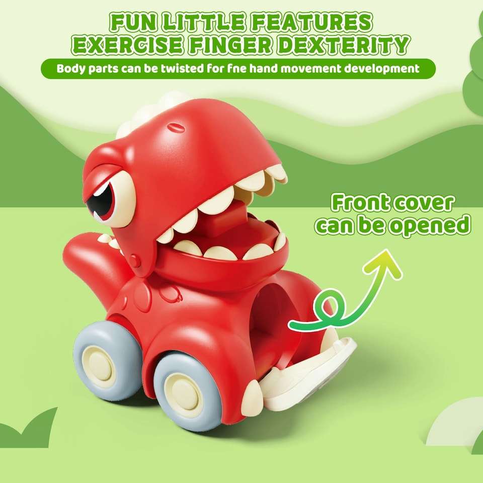 image 1 of Push and Go Dinosaur Car Toy Set 4PCS Mini Dino Vehicles for Toddlers Pull Back Cars