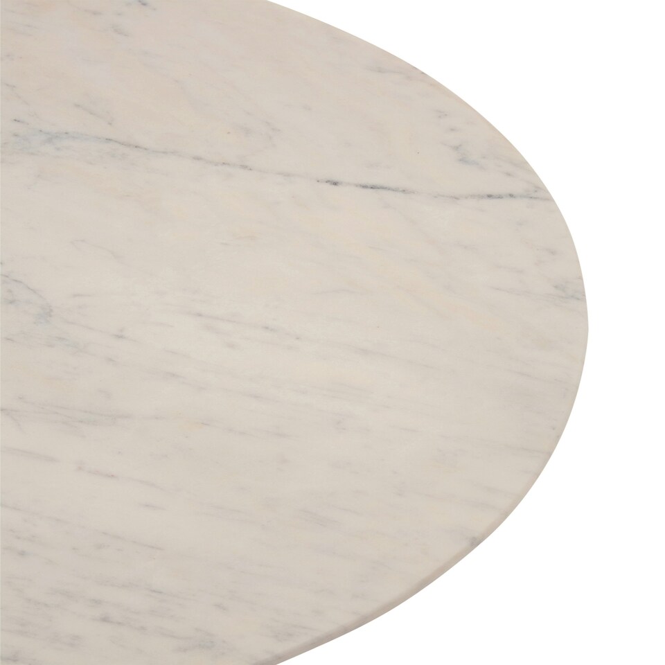 image 1 of Interiors by Premier Marble Top Gold Base Side Table, Contemporary End Table in Bottleneck Design, Sturdy Iron Base Gold