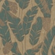 image 1 of Midnight Leaves Wallpaper in Teal on Gold | Green | Teal on Gold