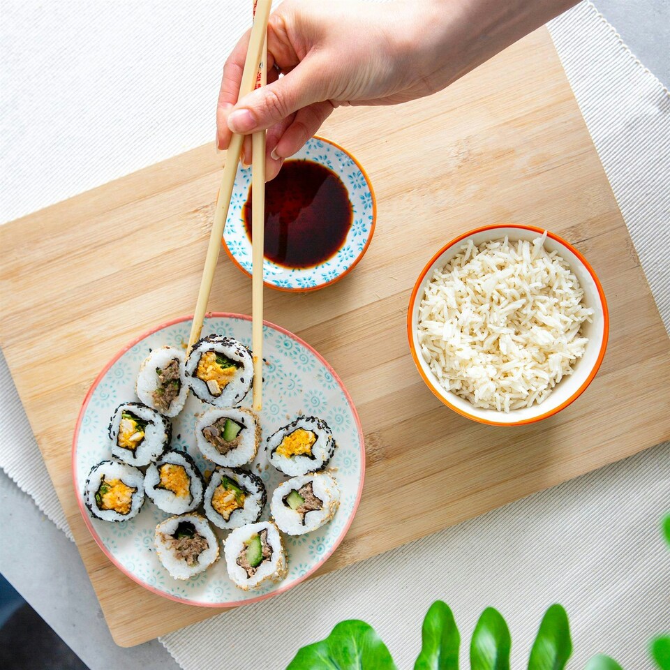 image 1 of Nicola Spring Hand-Printed Rice Bowls - 12cm - Blue - Pack of 6 Multi