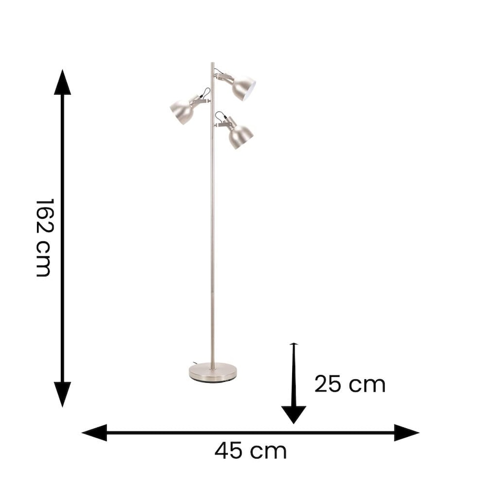 image 1 of ValueLights Albie Chrome 3 Way Adjustable Directional Floor Lamp