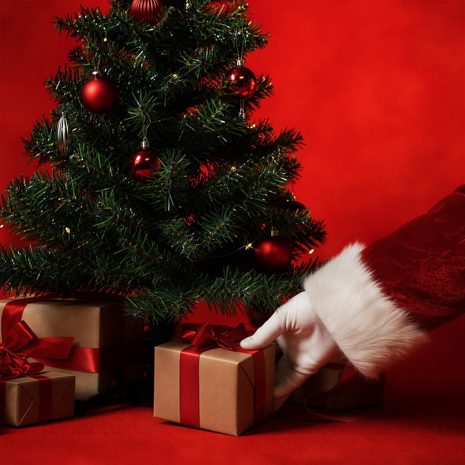 image 1 of Harbour Housewares 2x Artificial Fir Christmas Trees - 60cm/2ft - Indoor Small Xmas Tree Desktop Tree with Stand Mini Décor