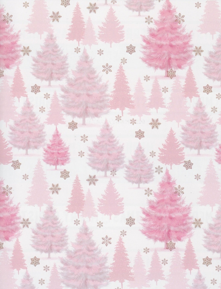 image 1 of Christmas Gift Wrapping Paper 4 x 8M Rolls And Gift Tags Rose Gold Blush Pink