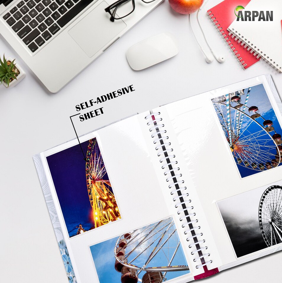 image 1 of ARPAN Large Self-Adhesive Photo Album 36 Sheets 72 Sides Spiral Scrapbook Memory Album Butterfly Design