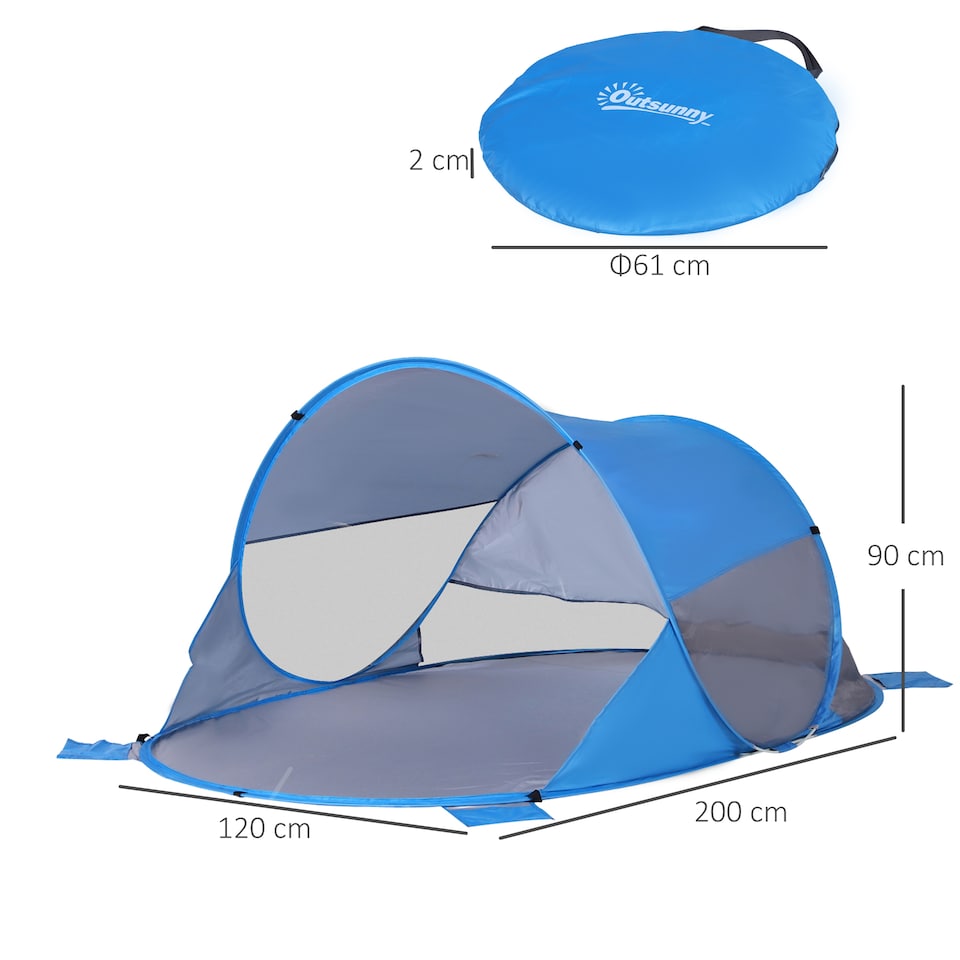 image 1 of Outsunny Portable Automatic Pop Up Beach Tent Outdoor Camp Shelter Blue