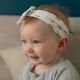 image 4 of Ziggle Baby Top Bow Turban Headband - Hedgehog | White | 1