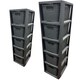 image 3 of 5 Drawer Large Spacious Rattan Effect Grey Home Office Modular Storage Tower Unit Grey