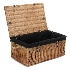 61cm Double Steamed Wicker Rope Handled Trunk with Lining Black | Black | One Size