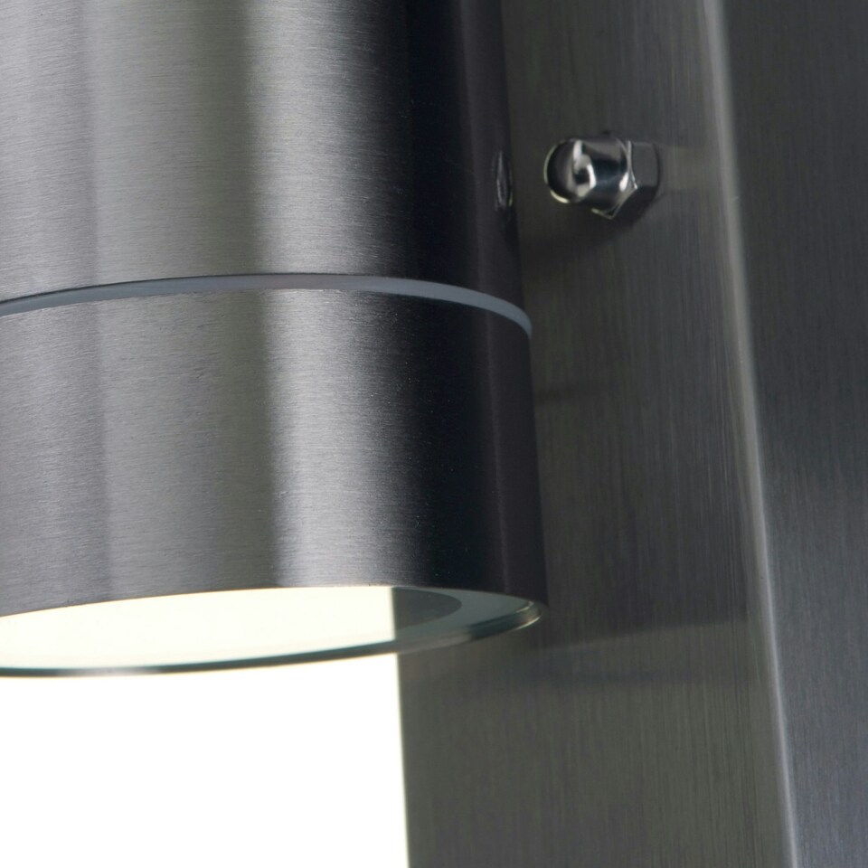 image 1 of Rado - Stainless Steel IP44 Outdoor Motion Sensor Up Down GU10 Wall Light Silver | Clear
