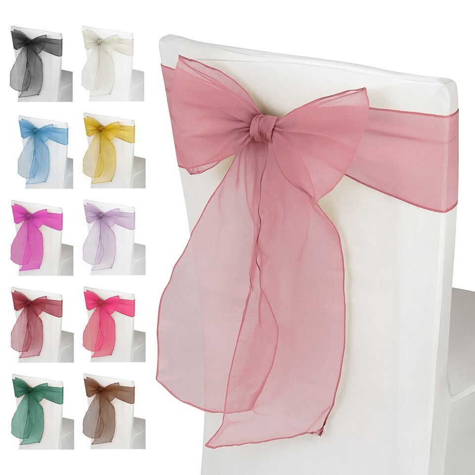 image 1 of 17 x 280cm Organza Chair Sashes, Sheer Sash Ties - 25pcs