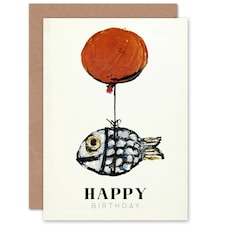 Abstract Oil Balloon Fish Fun Inside Birthday Card
