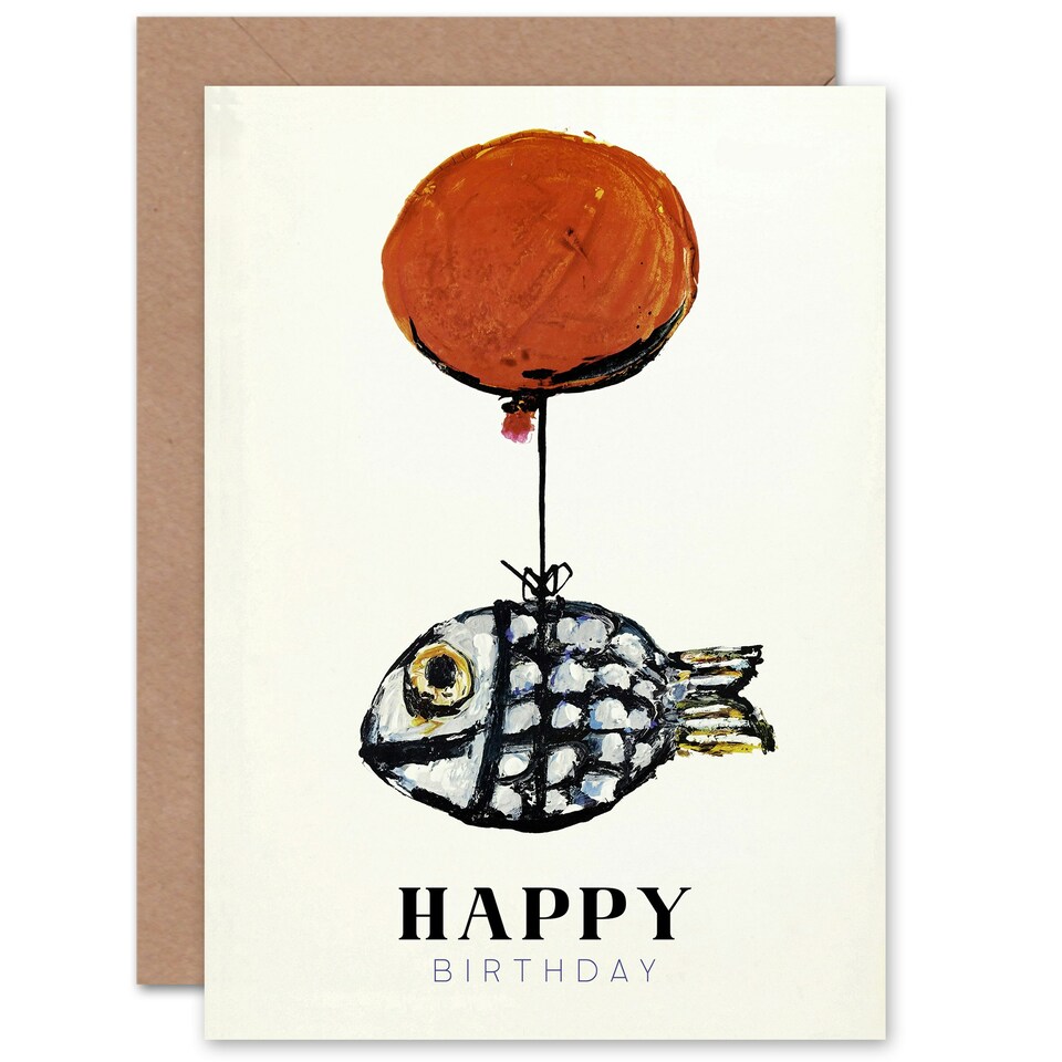 image 1 of Abstract Oil Balloon Fish Fun Inside Birthday Card