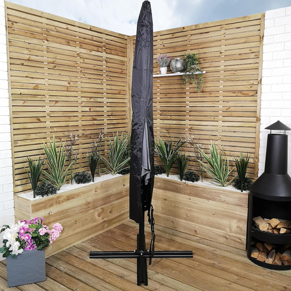 image 1 of 3m Waterproof Cover for Hanging Banana Cantilever Garden Parasol in Black | Black | Black
