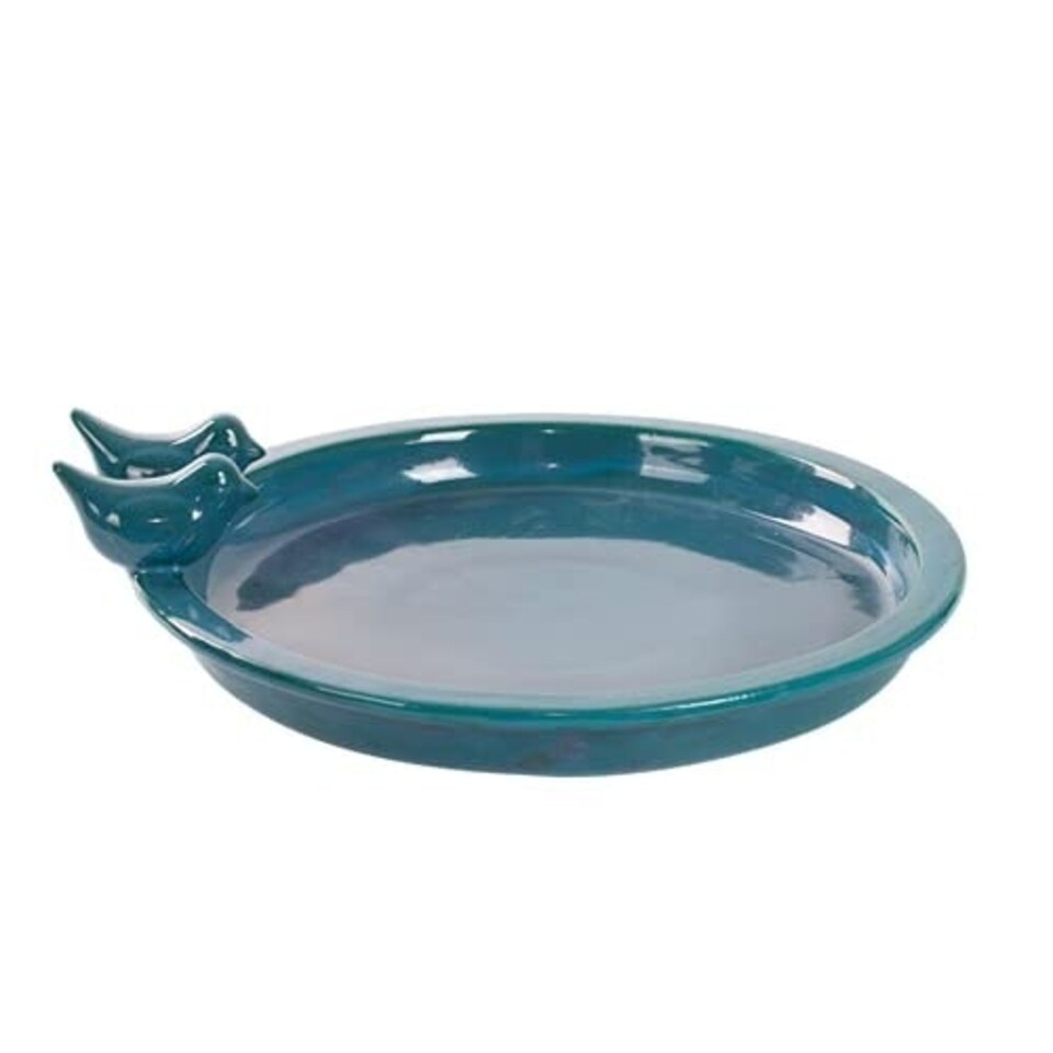 image 1 of Bird Bath Ceramic Round Petrol ( L)