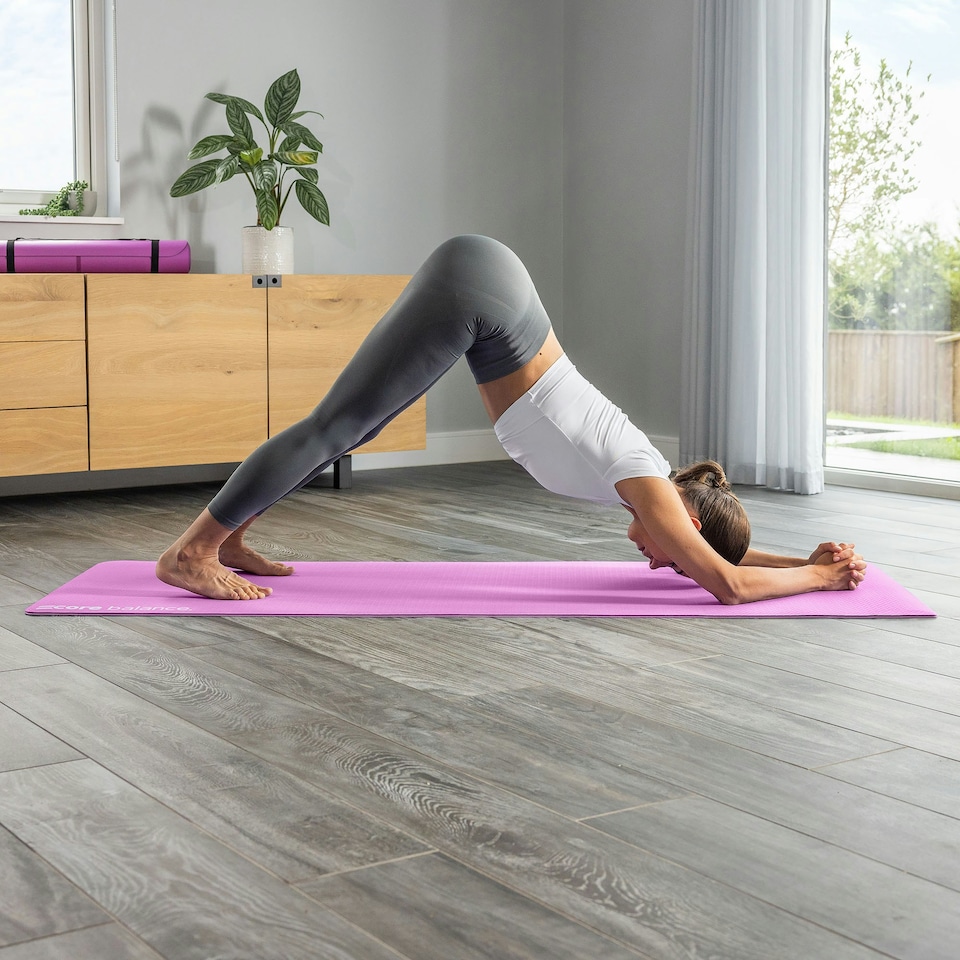 image 1 of TPE Yoga Mat with Strap (6mm Thick) - Pink