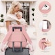 image 3 of LOVEVOOK Nappy Bag Backpack, Nappy Tote Bag with Insulated Pockets,Baby Bag for Girl Boy with Changing Pad,Large Baby Diaper Bag with Pacifier Case,Anti-Theft Travel Backpack for Women,Pink-Gray