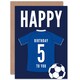 image 1 of Football Strip Kit Jersey Top On Dark 5 Year Old Child Kids 5th Birthday Card