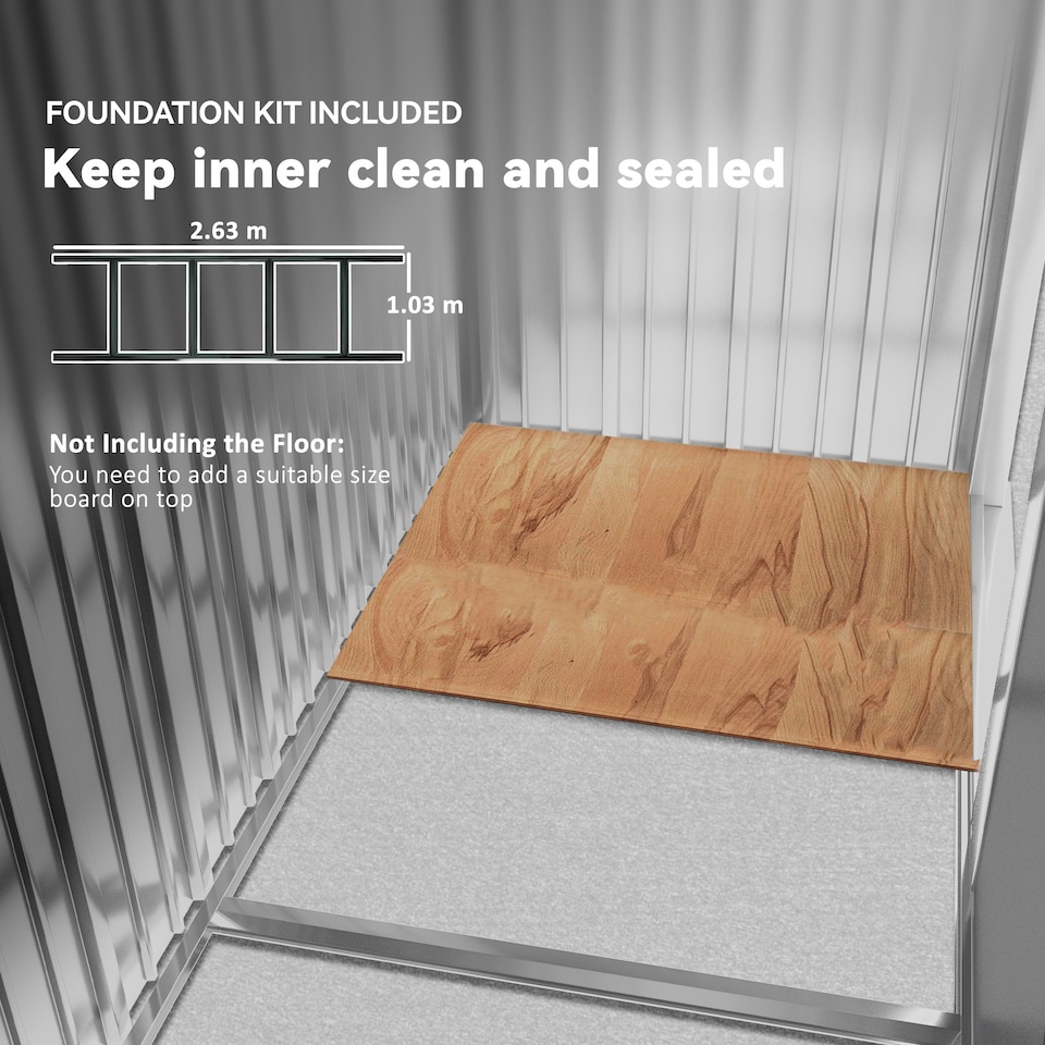 image 1 of Outsunny 9 x 6ft Metal Garden Shed, Outdoor Storage Tool House with Ventilation Slots, Foundation Kit and Lockable Double Doors, Dark Grey