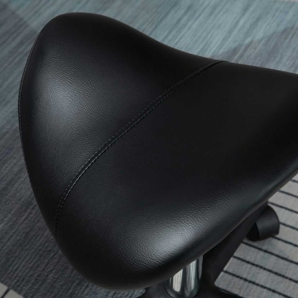 image 1 of HOMCOM Saddle Stool Adjustable Rolling Salon Chair for Massage Spa Beauty Black