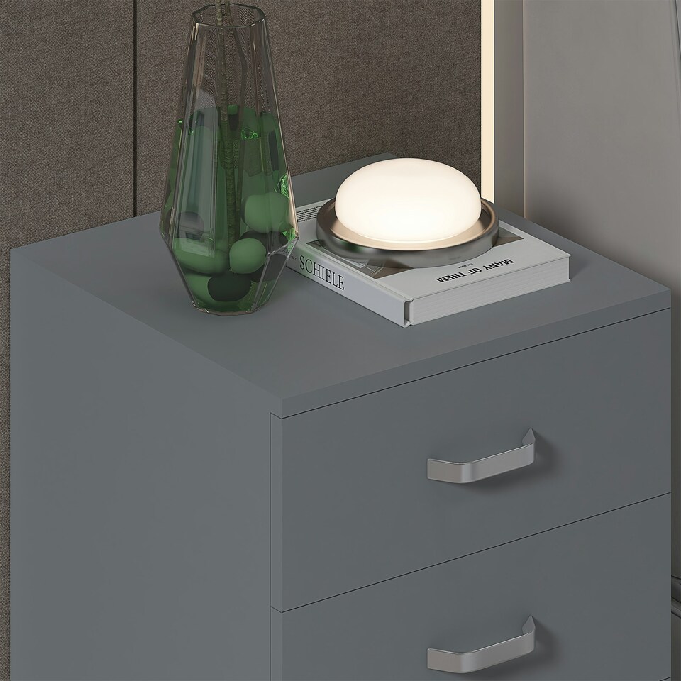 image 1 of FWStyle Tunis 3 Drawer Bedside Chest Matt Grey