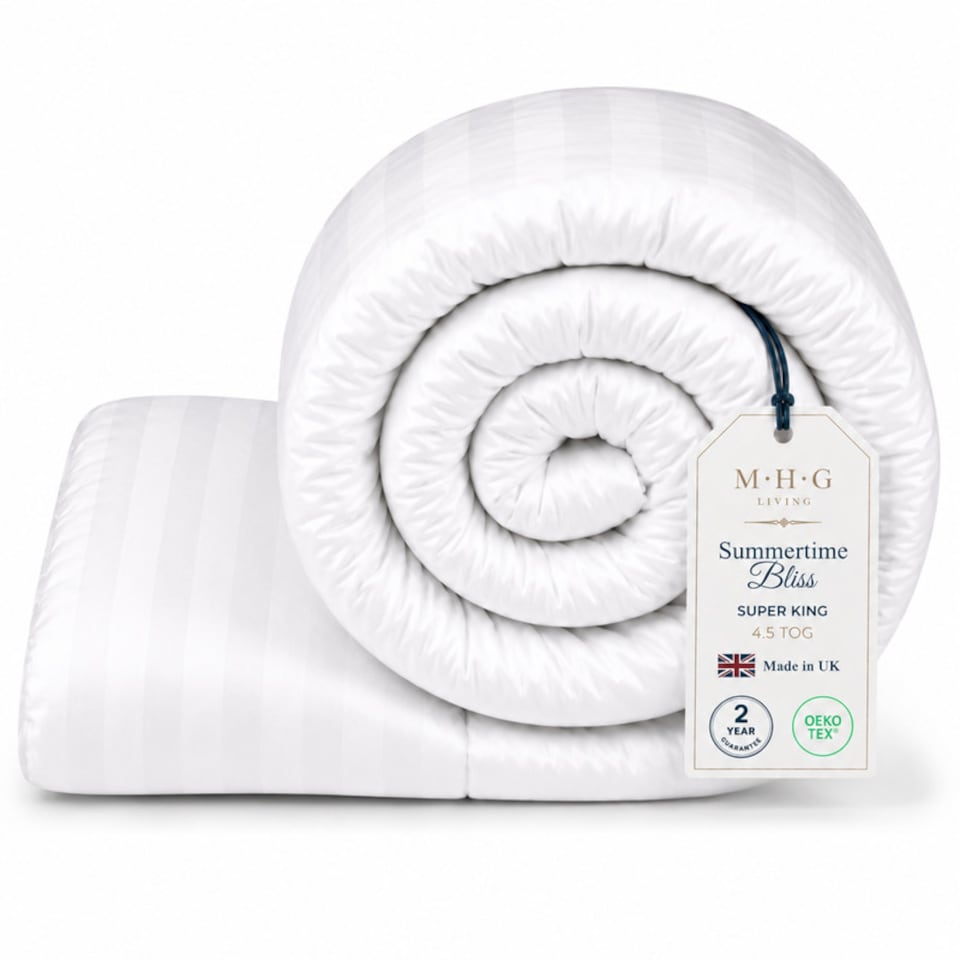 image 1 of MHG Living 4.5 Tog Summer Duvet – Lightweight Cooling Hollowfibre Quilt for Hot Sleepers | Breathable Microfibre Stripe Cover, Hypoallergenic & Skin-Friendly Bedding | Made in UK, OEKO-TEX Certified