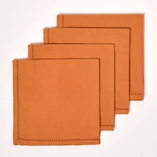 Homescapes Burnt Orange Fabric 4 Napkins Set | Orange | One Size | 1