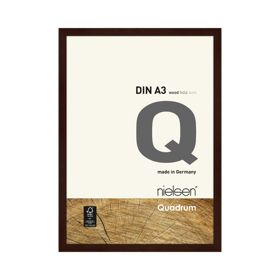 image 1 of Nielsen Quadrum Wooden Picture Frame - Real Glass - Wenge - A3 (29.7cm x 42cm)