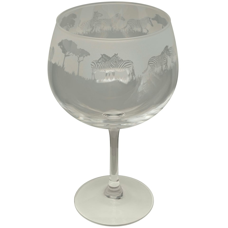 image 1 of Animo Glass Etched Gin Balloon Glass Zebra