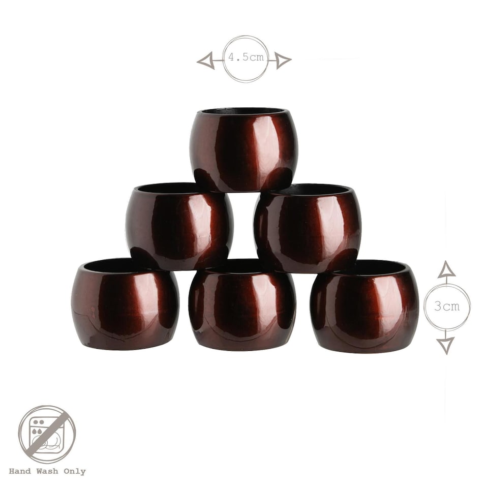 image 1 of Argon Tableware Metallic Napkin Rings - 4.5cm - Dark Red - Pack of 6 | Red | Dark Red