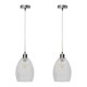 image 1 of First Choice Lighting Set of 2 Birch Clear Fluted Glass with Chrome Pendant Fittings Chrome | Clear