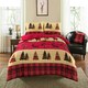 image 2 of Brushed Cotton Tartan Stag Duvet Cover Set - Super King - Red | Red | Super King