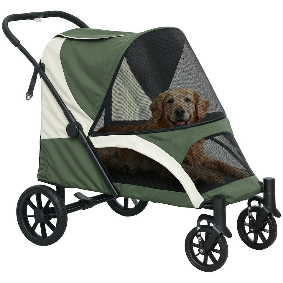 image 1 of PawHut Easy Folding Pet Stroller for Large Dogs Grey