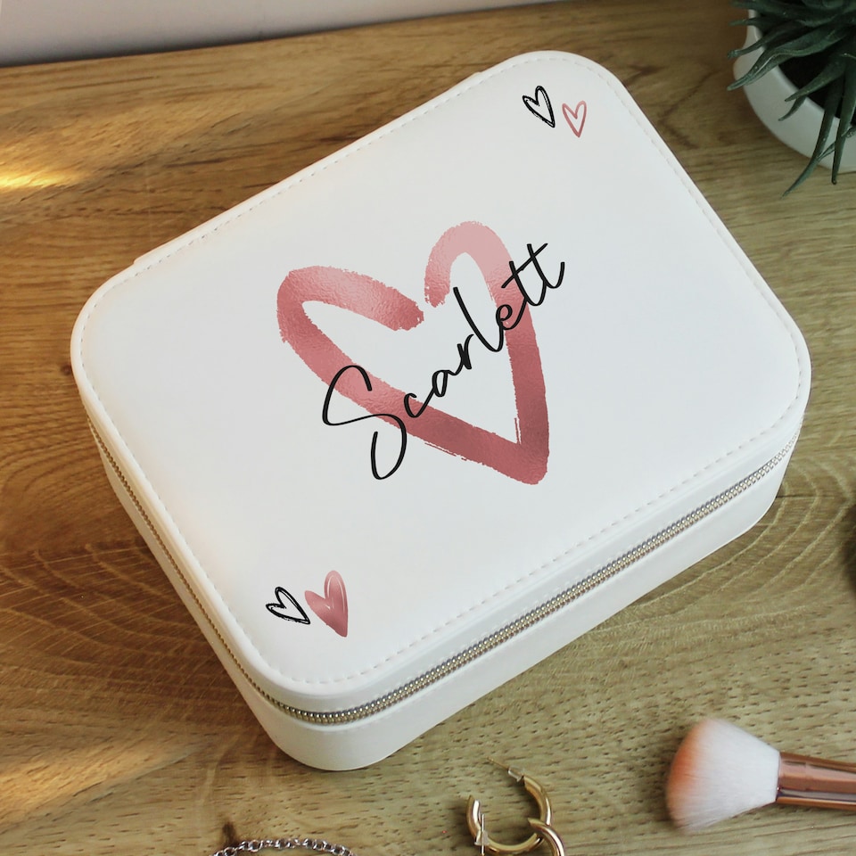 image 1 of Personalised Heart Travel Jewellery Box