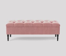 Alyana 120cm Wide Tufted Rectangle Ottoman Storage Bench - Upholstery Velvet Shoe Bench with Turned Wooden Legs