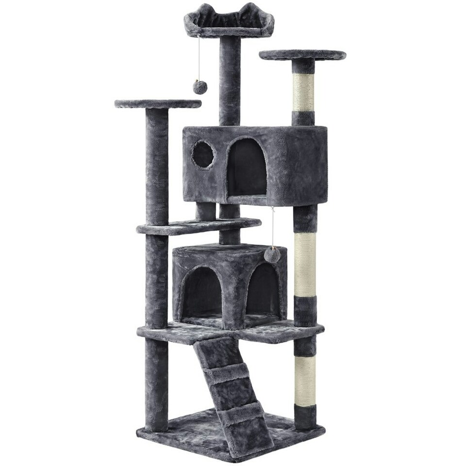 image 1 of Yaheetech 156 cm Multilevel Indoor Cat Climbing Frame Dark Grey