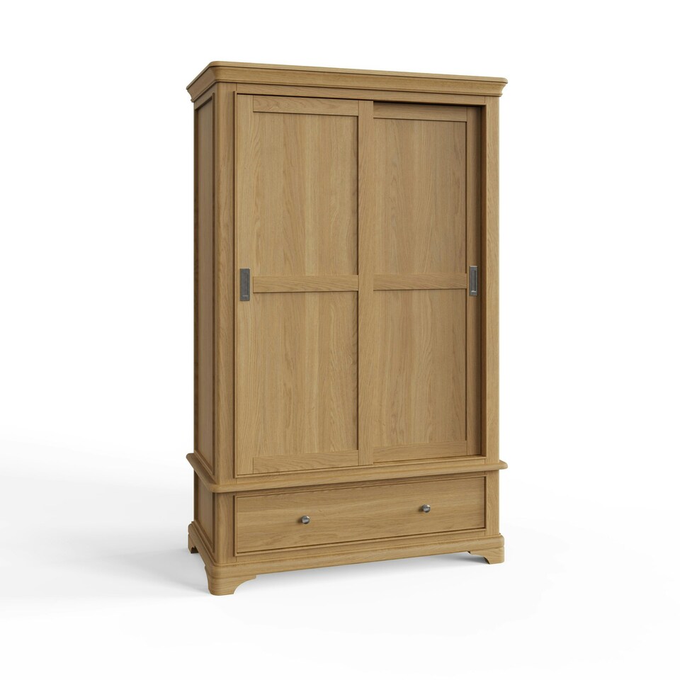 image 1 of Faire 120cm Sliding Combination Wardrobe in Natural Oak with Oak Top Brown