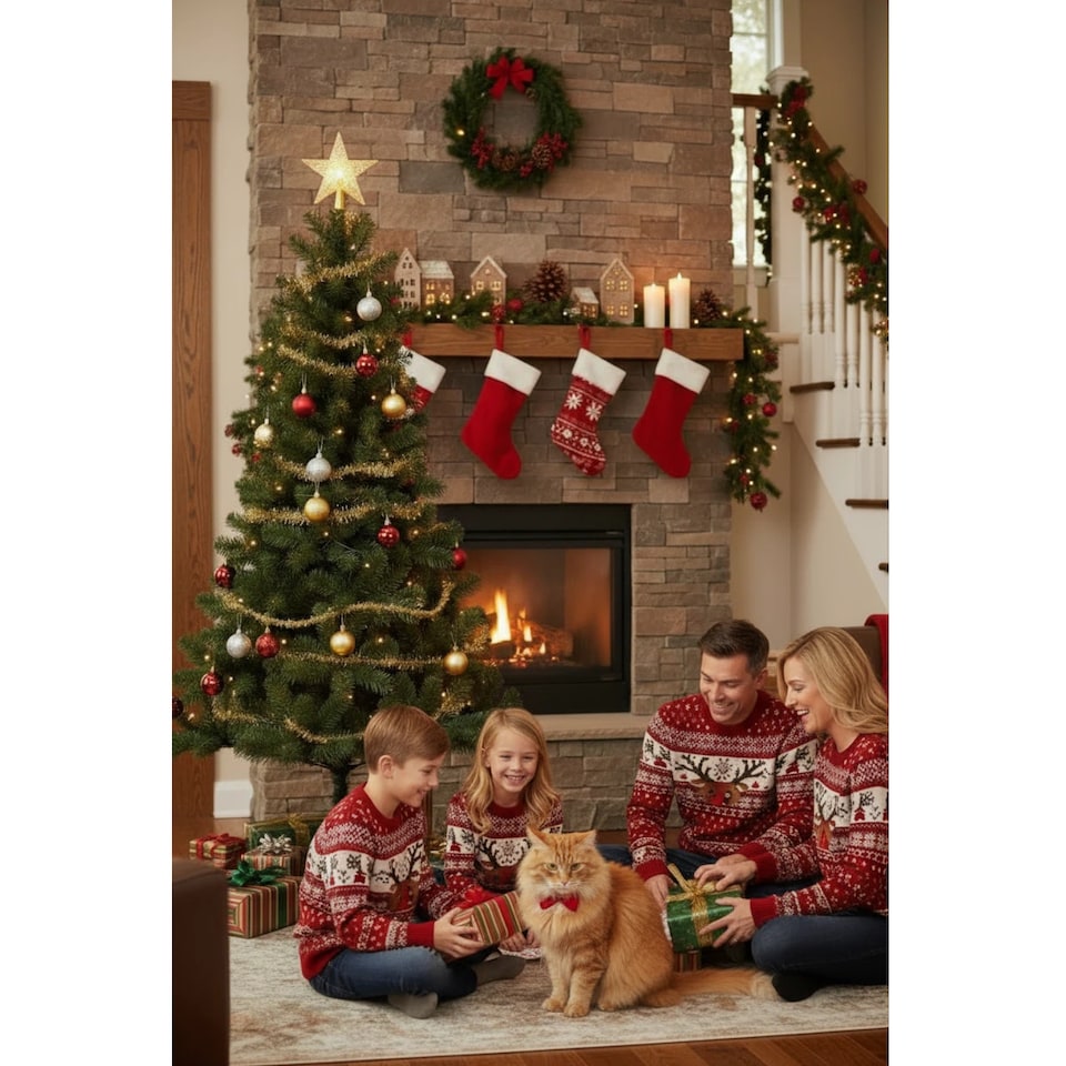 image 1 of Winter Fir Green Pre-Lit Artificial Christmas Tree - LED multi function lights - 6FT with 150 LED lights