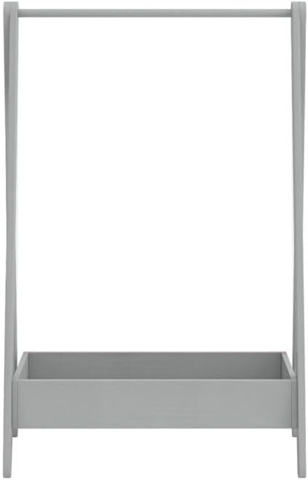 image 1 of Kids Wooden Hanging Dress Up Clothes Rail Rack Display Stand Extra Storage Shelf | Grey | Grey