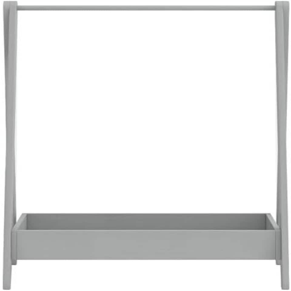 image 1 of Kids Wooden Hanging Dress Up Clothes Rail Rack Display Stand Extra Storage Shelf | Grey | Grey