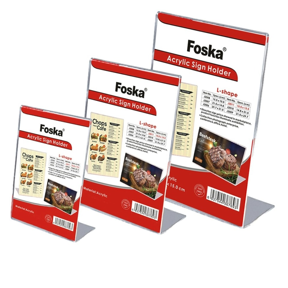 image 1 of A5 Vertical Design L-Shape Transparent Acrylic Label Sign Holder